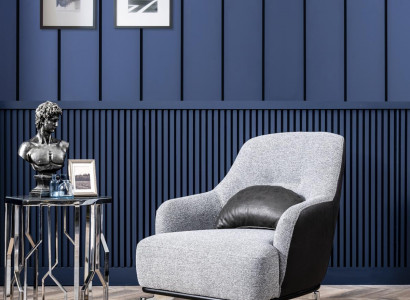 Armchair Wingback Chair Modern Fabric Living Room Polyester Gray Design Seat